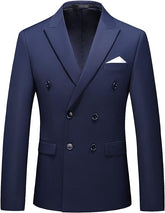 Men’s Solid Double-Breasted Slim Suit Set